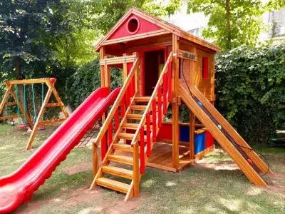 Holzspielhaus mit Rutsche — Elysee
